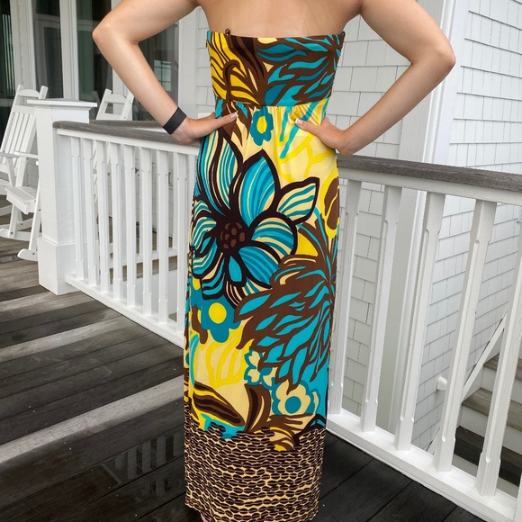 Nine West maxi dress strapless halter floral multi color 6 - Picture 2 of 15